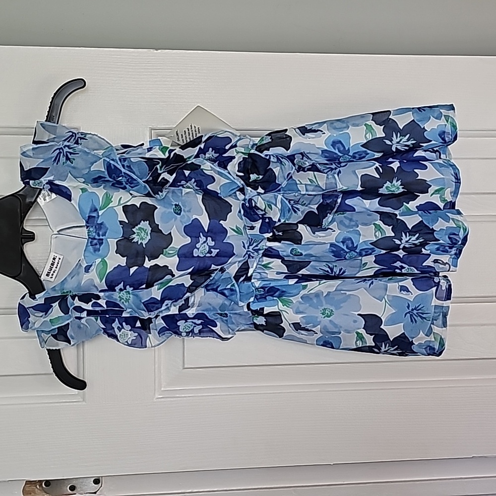 Blueberi Blvd Blue and White Floral Dress Kid Size 6